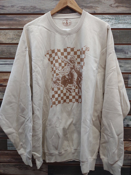 The Checkered Bronc Cream Sweatshirt