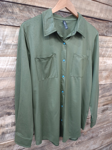 The Leather Days Green Top Cardigan