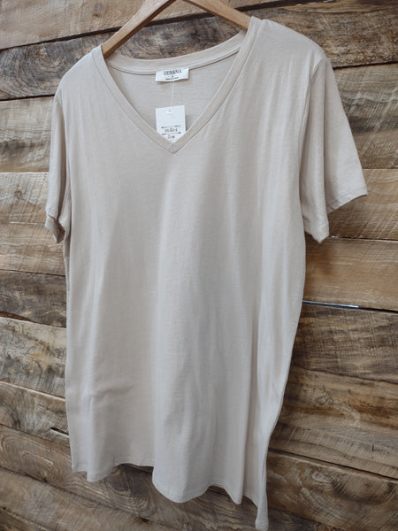 The Just Right Sand Beige V Neck Top