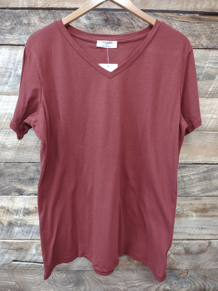 The Just Right Dark Rust V Neck Top