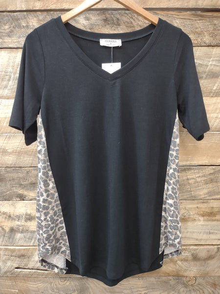 The Strong Start Black Brown V Neck Top