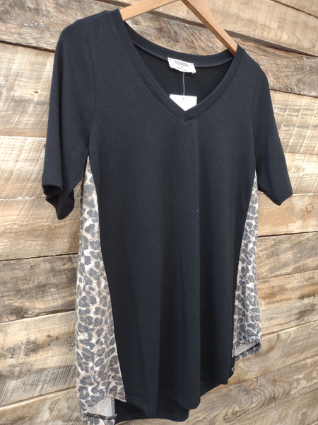 The Strong Start Black Brown V Neck Top