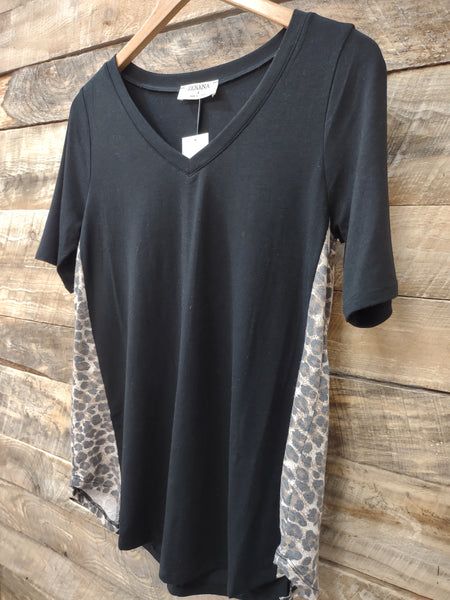 The Strong Start Black Brown V Neck Top