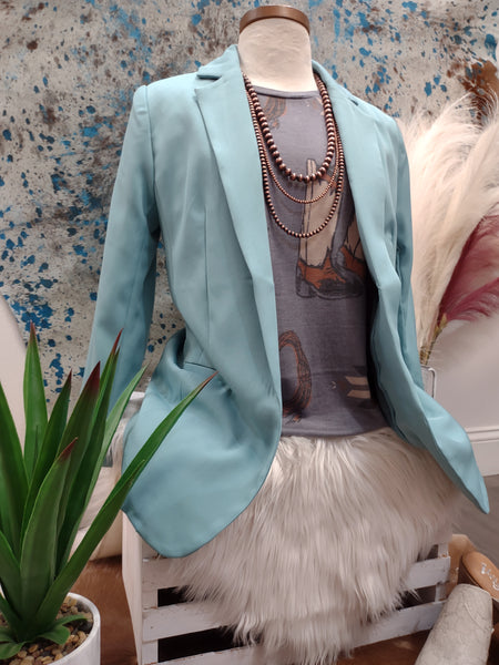 The Just Right Dusty Teal Blazer