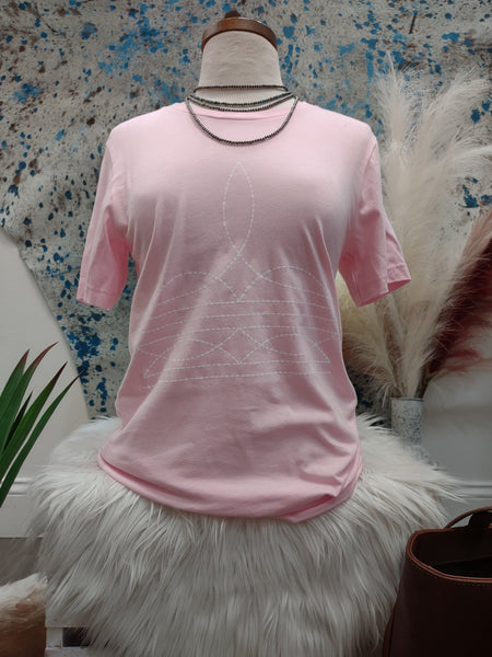 The Boot Stitch Light Pink Tee