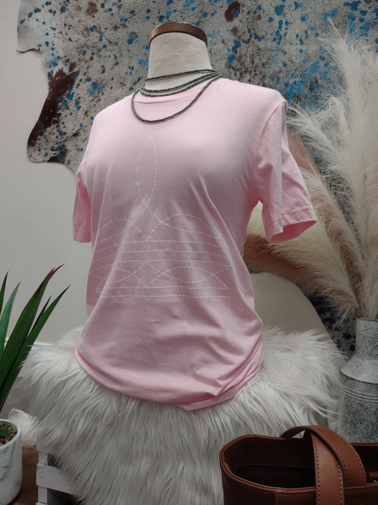 The Boot Stitch Light Pink Tee