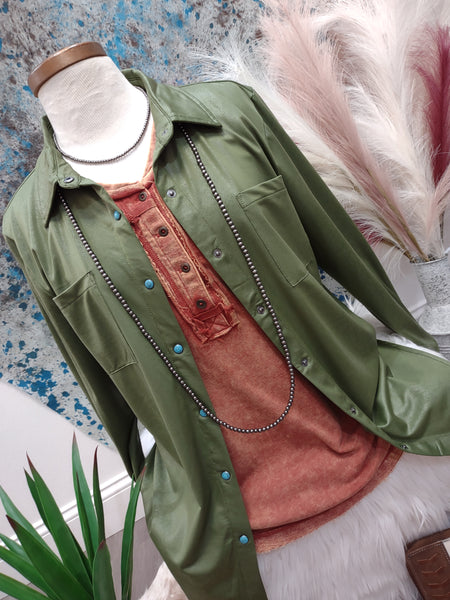 The Leather Days Green Top Cardigan