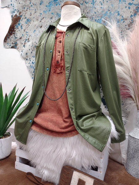 The Leather Days Green Top Cardigan