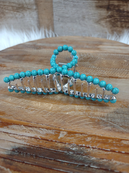 The Turquoise Bead Claw Clip