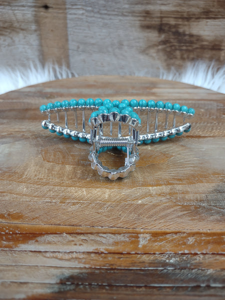 The Turquoise Bead Claw Clip