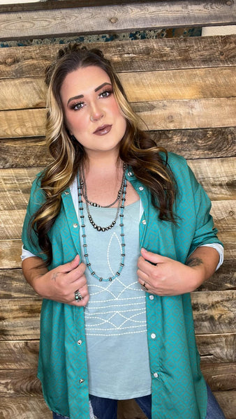 The Kingman Turquoise Top Cardigan