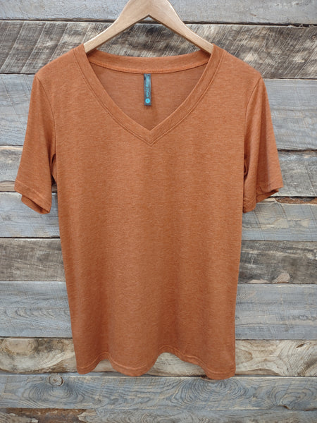 The Simple Basic Heathered Rust Top