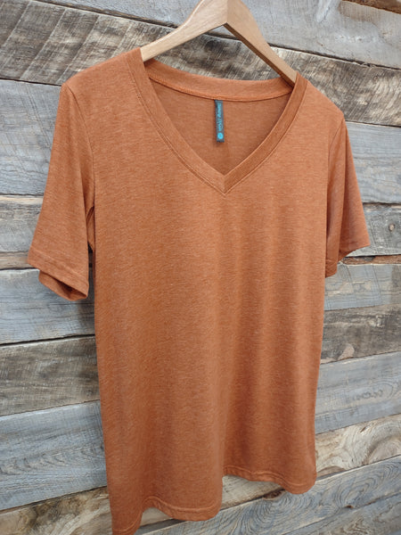 The Simple Basic Heathered Rust Top