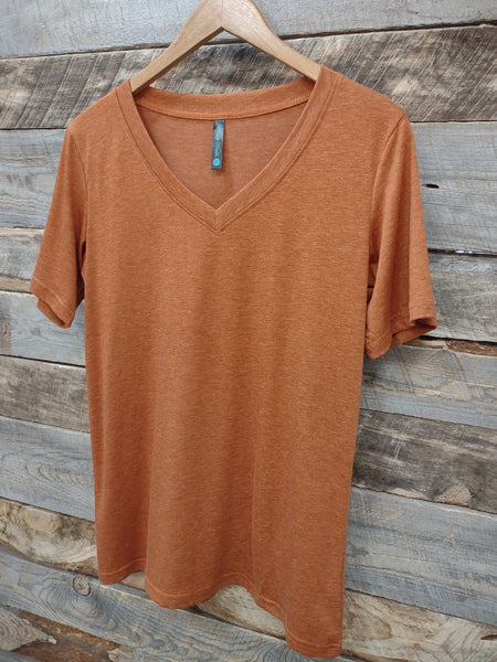 The Simple Basic Heathered Rust Top