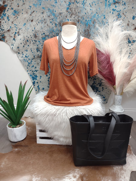 The Simple Basic Heathered Rust Top