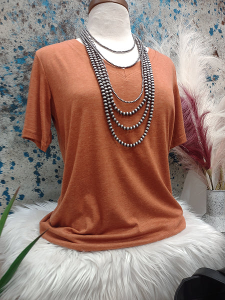 The Simple Basic Heathered Rust Top