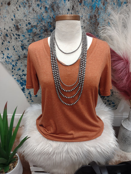 The Simple Basic Heathered Rust Top