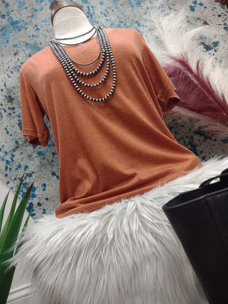 The Simple Basic Heathered Rust Top