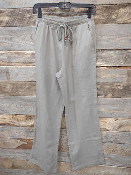 The Linen Drawstring Grey Pants