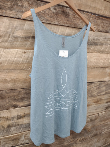 The Boot Stitch Stone Wash Denim Tank Top