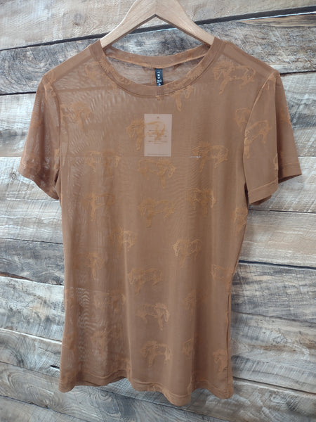 The Broncs Rust Mesh Top