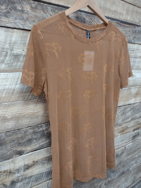 The Broncs Rust Mesh Top