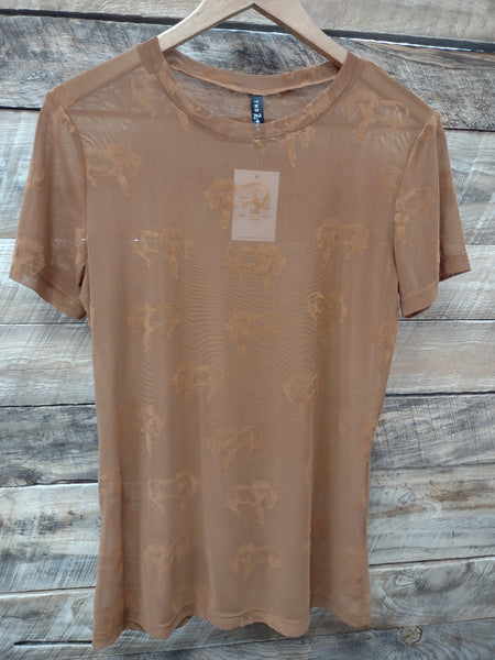 The Broncs Rust Mesh Top