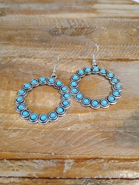 The Squash Blossom Turquoise and Silver Hoop Earrings