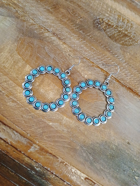 The Squash Blossom Turquoise and Silver Hoop Earrings