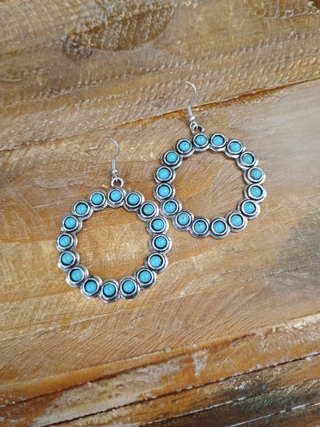 The Squash Blossom Turquoise and Silver Hoop Earrings