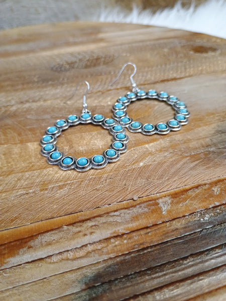 The Squash Blossom Turquoise and Silver Hoop Earrings