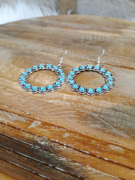 The Squash Blossom Turquoise and Silver Hoop Earrings