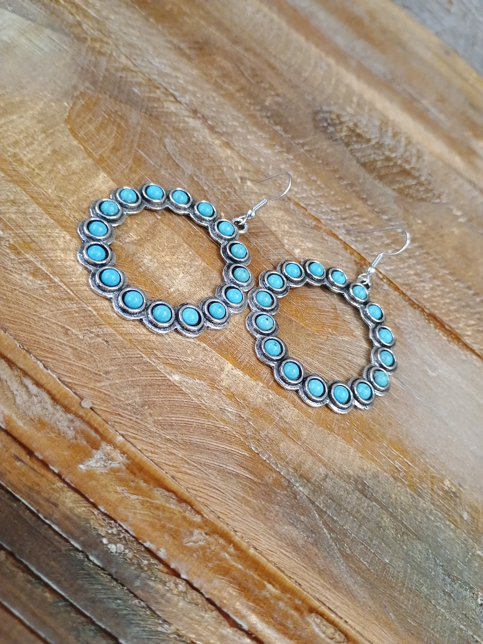 The Squash Blossom Turquoise and Silver Hoop Earrings