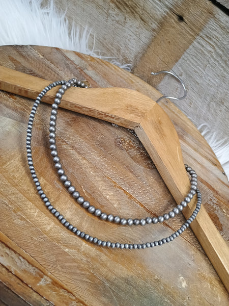 The I Will Be Navajo Pearl Silver Necklace