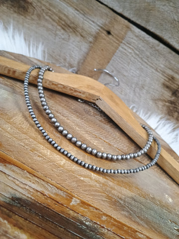 The I Will Be Navajo Pearl Silver Necklace