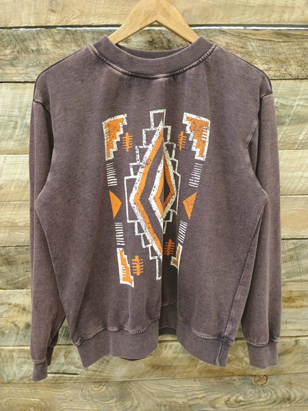 The Square Aztec Mineral Burgundy Sweatshirt