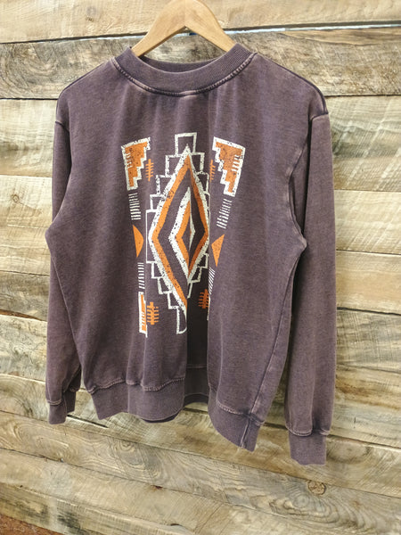 The Square Aztec Mineral Burgundy Sweatshirt