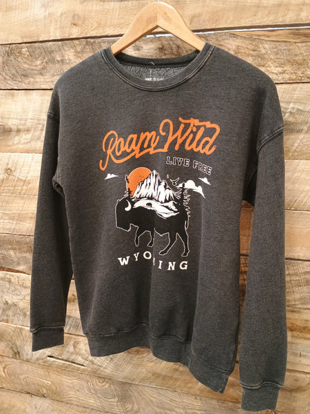 The Roam Wild Live Free Mineral Black Sweatshirt