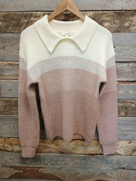 The Light Lines Collar Mauve Sweater