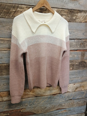 The Light Lines Collar Mauve Sweater