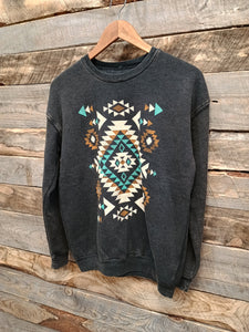 The Bold Aztec Diamond Mineral Black Sweatshirt