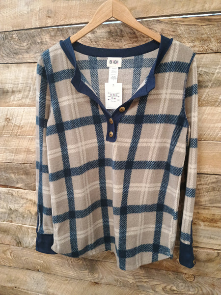 The Around This Plaid Button Sweatshirt