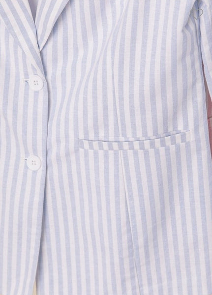 The Striped Woven Light Denim Blazer