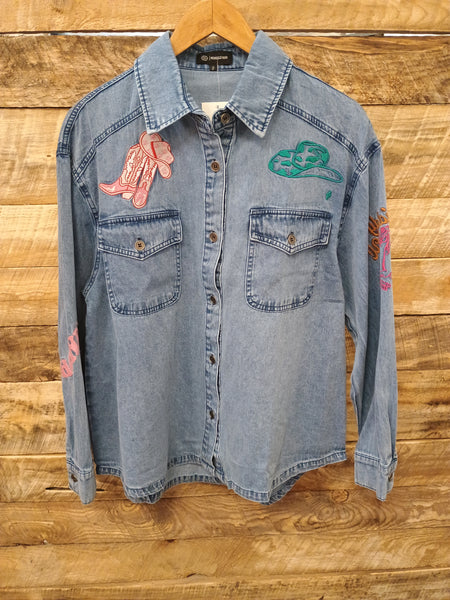 The Giddy Up Embroidery Denim Top Jacket