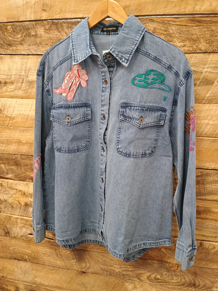 The Giddy Up Embroidery Denim Top Jacket