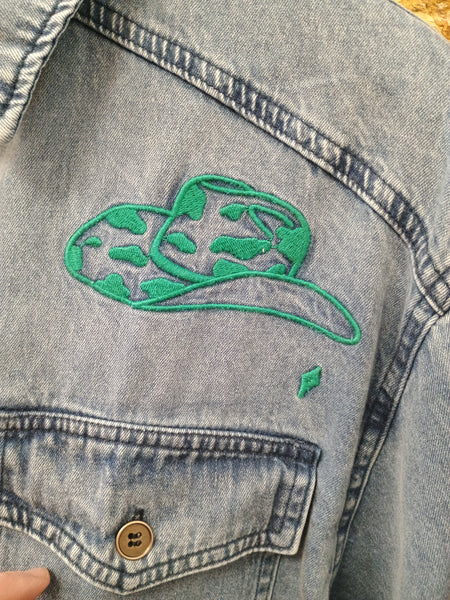 The Giddy Up Embroidery Denim Top Jacket