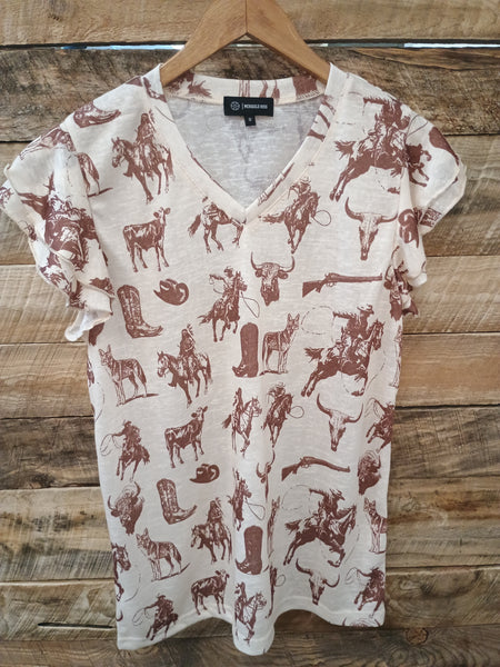 The Cowboys and Indians Ruffle Sleeved Top