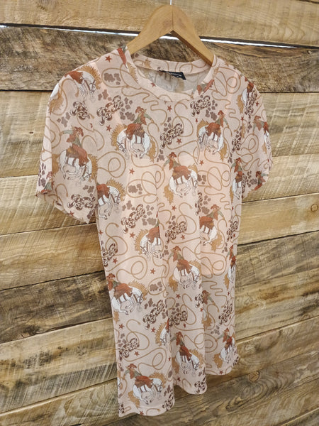 The Lasso Cowboy Mesh Short Sleeve Top