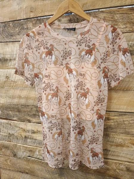 The Lasso Cowboy Mesh Short Sleeve Top