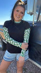 The Green Wavy Mesh Top
